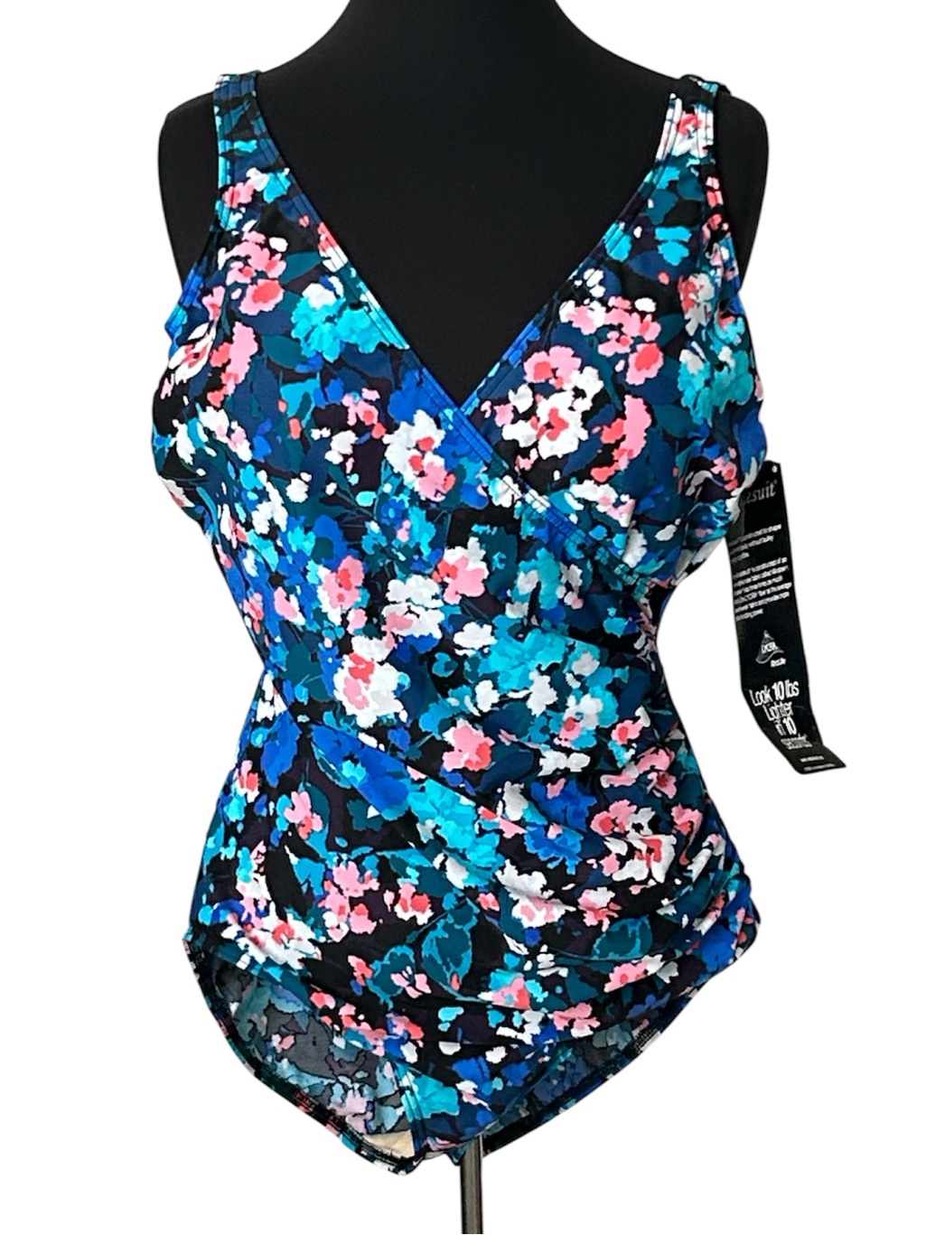Miraclesuit Floral V-Neck One-Piece Swimsuit. New With Tags. Size 18
